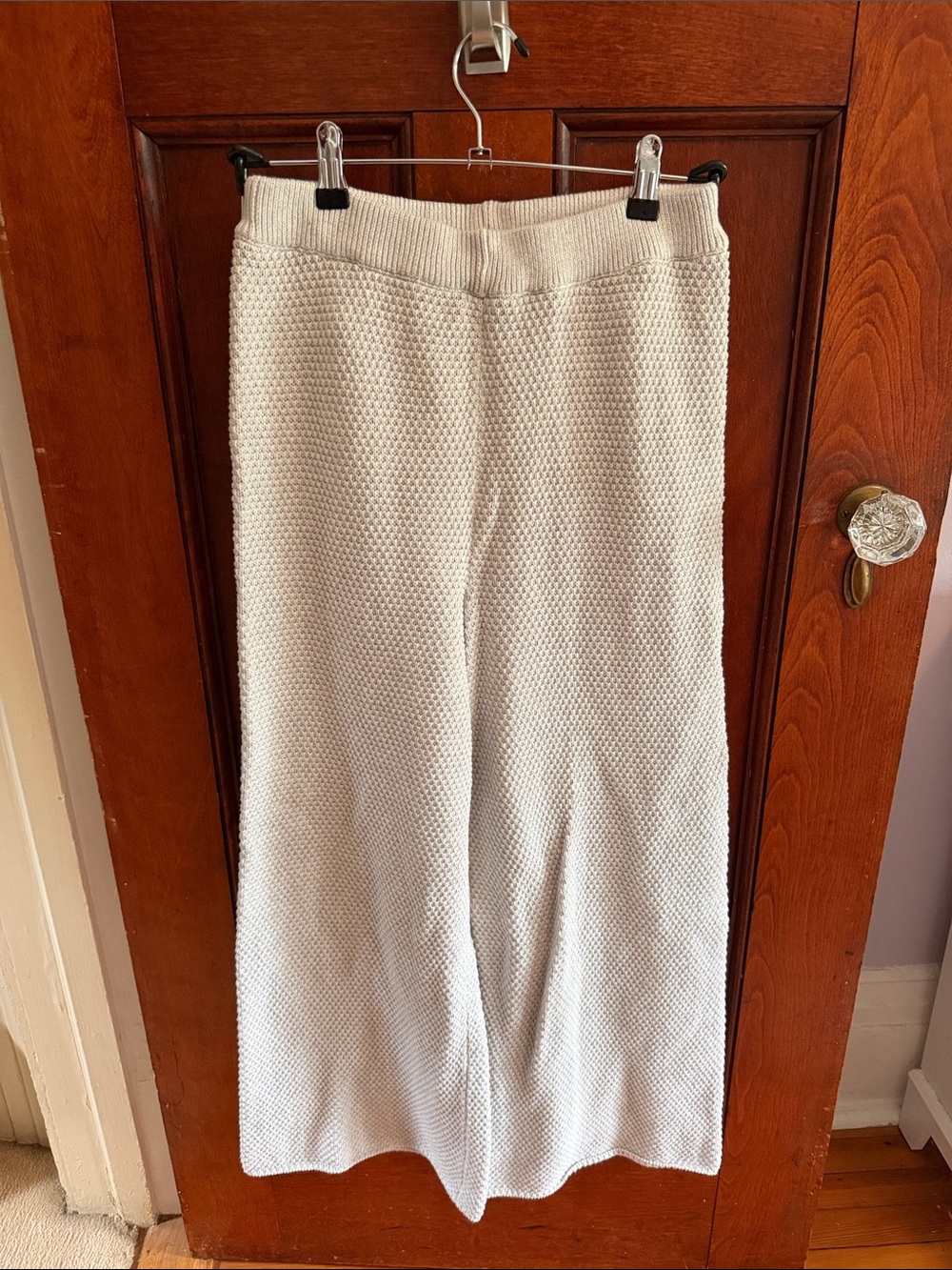 Free People Grey Waffle Knit Wide-Leg Sweatpants